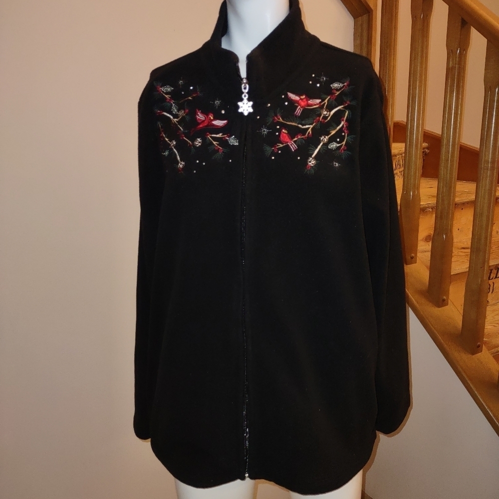 VINTAGE cardinal embroidered fleece jacket size 18